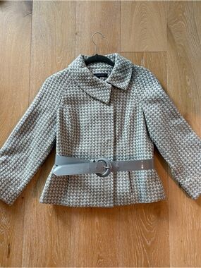 Anne Klein Houndstooth Jacket in Gray & Cream 8